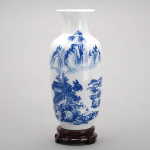 105景德镇陶瓷 釉下彩青花瓶 现代时尚家居摆设 陶瓷工艺品摆件