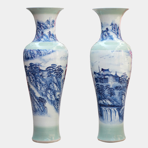 115景德镇陶瓷手绘青花山水观音瓶1米1.2米1.5米落地大花瓶 庆典