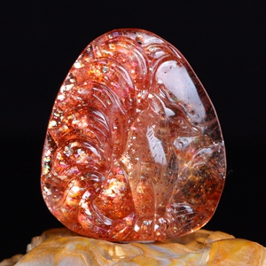 天然金太阳吊坠日光石金草莓雕刻挂坠男女款挂件饰品礼物 送证书