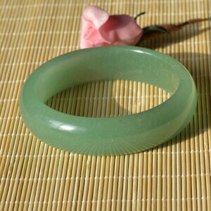 12#内径天55然新疆东陵玉手镯绿色手镯翠玉金丝玉轮胎圈手镯