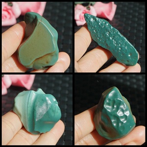 3#新疆天然戈壁泥石原石绿泥石矿物标本雕刻料小吊坠蓝绿宝绿碧玉