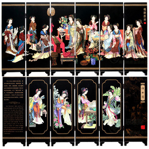 6扇小屏风家居装饰摆件漆画工艺品中国仕女图商务出国送老外礼品