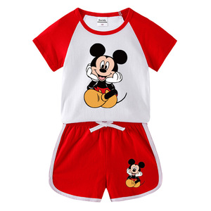 米奇儿童短袖t恤套装夏天男女童纯棉薄款衣服卡通米老鼠宝宝童装3