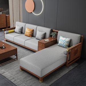 红橡木沙发新中式客厅