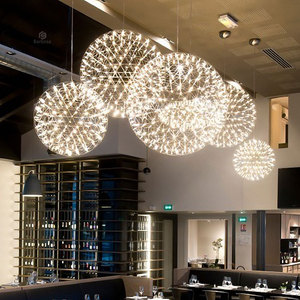 北欧吊灯创意个性LED满天星火花球吊灯餐厅圆球灯发廊理发店吊灯