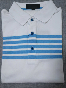 蓝豹短袖t恤  白色条纹刺绣标全棉面料46-54码