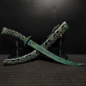 生堂红山文化古玩古汉老物件良渚文化 镂空弯刀古董青铜器 法器