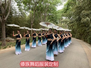 新款成人傣族舞蹈服装彩云之南孔雀舞演出服修身包臀练习艺考伞舞