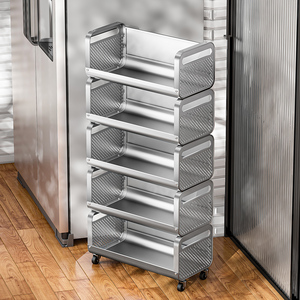 304不锈钢厨房蔬菜置物架收纳筐 落地多层厨房专用菜架可移动防锈
