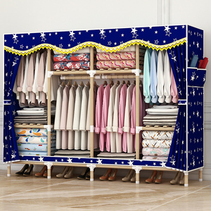 简易布衣柜经济型家用出租房用卧室小型布艺牛津布挂衣橱布料衣柜