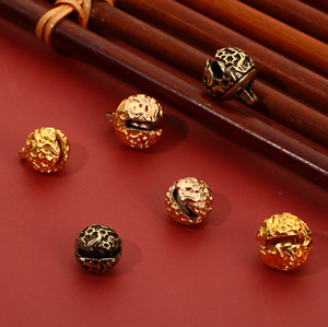 diy饰品配件镂空合金宫铃古风花纹铃虎头铃铛服饰古铜金色吊饰