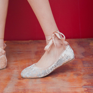 小CK女鞋2022年春季新款绑带圆头平底鞋女芭蕾鞋lolit