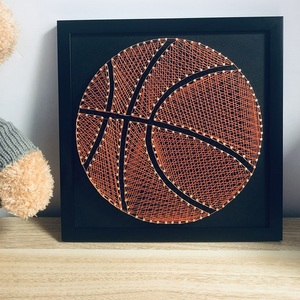 足球篮球钉子绕线弦丝画 儿童手工diy装饰送男朋友生日礼物缠绕画