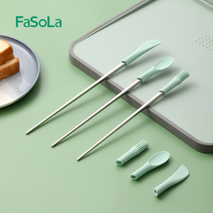 FaSoLa硅胶三件套食品级双头迷你油刷酱料抹刀小勺壁刮化妆品工具