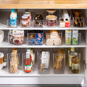 厨房桌面收纳盒抽屉式储物盒冰箱橱柜收纳筐窄长型亚克力透明零食