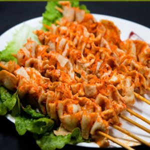 川香鸡皮20串烧烤食材半成品调理香辣弯弯脆皮串奥尔良风味鸡肉串