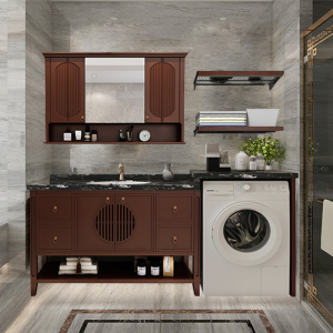 现代新中式滚筒阳台洗衣机柜组合浴室柜洗手洗脸盆柜洗衣柜伴侣