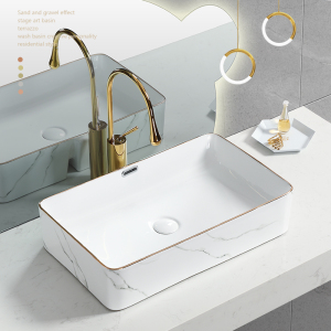 九牧正品陶瓷台上盆洗手盆洗脸池家用轻奢风金色卫生间阳台小尺寸