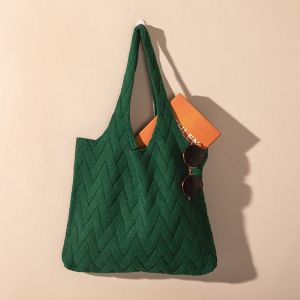 韩版新款chic针织购物袋休闲大容量手提单肩包编织背心包毛线包女