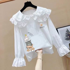 韩国东大门童装2022秋装女童可爱洋气娃娃领上衣儿童长袖雪纺卫衣