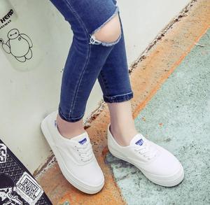 新款的2017秋新款小白鞋文艺女鞋bidibi低帮平底系带帆布鞋韩版学