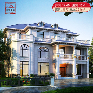 e309a欧式二层半别墅设计图纸农村自建房设计图乡下楼房别墅图纸