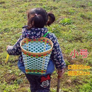 竹编宝宝背篓娃娃背篼婴儿童小孩玩具背筐竹篓竹箩竹箕背带绳.
