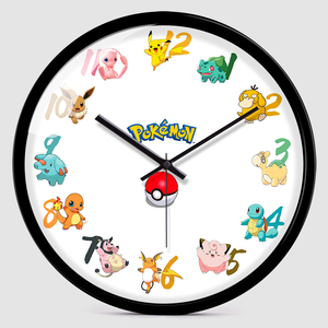 宝可梦可爱比卡丘男孩卧室客厅静音挂钟卡通精灵简约个性挂墙时钟