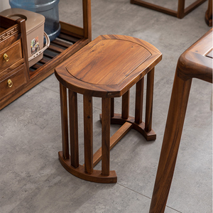 新中式禅意茶凳简约实木茶桌茶台凳胡桃木矮凳茶室喝茶整装凳子