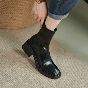 小粗跟短靴女ins
