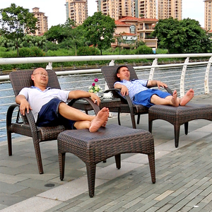 户外躺床阳台休闲躺椅藤编午睡单人折叠庭院泳池沙滩室外茶几组合