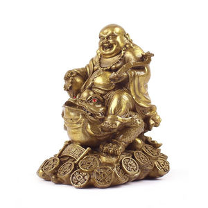 玄众阁铜金蟾笑佛摆件三脚金蝉风水三足蟾蜍弥勒佛摆设骑蟾佛12