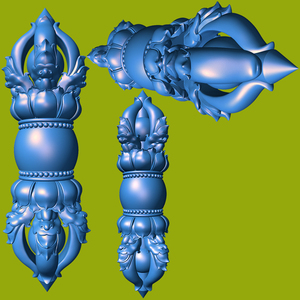 stl降魔杵金刚杵圆雕图法器三维莲花兽面精雕图3d立体打印l0352
