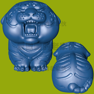 stl可爱生肖虎圆雕图卡通萌宠精雕图3d立体打印精修玉雕木雕l0279