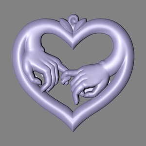 stl爱心手牵手圆雕图精修雕刻机情侣吊坠平安扣3d立体打印l0401