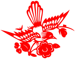 发2张 花鸟剪纸红色宣纸制作刻纸凤凰麻雀窗花动物剪纸剪纸成品