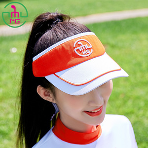 20新款女士高尔夫运动球帽子 绣花遮阳帽白橘空顶帽网球无顶帽