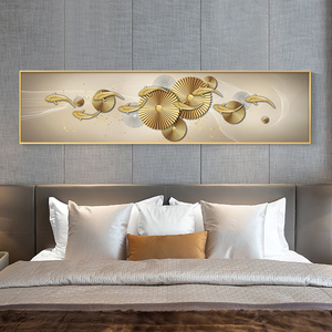 卧室床头招财装饰壁画现代轻奢主卧房间横幅九鱼图挂画2021年新款