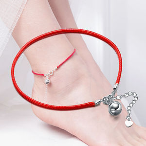 黛若铃铛红绳脚链女款韩版时尚气质古风本命年中国风学生配饰宫铃
