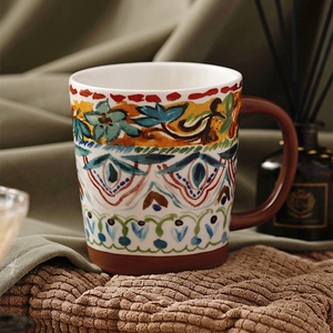 手绘涂鸦马克杯波西米亚热销陶瓷杯子家用咖啡杯办公室水杯大容量