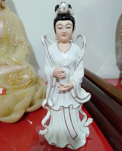 七仙女陶瓷白瓷溜金德化瓷飘带嫦娥神像保家姑娘仙堂摆件12寸聊鑫
