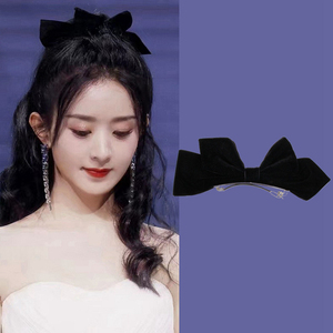 赵丽颖同款黑色丝绒蝴蝶结发夹顶夹高马尾头饰发饰2022新款女夏季