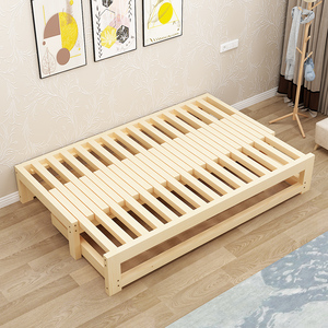 伸缩床实木抽拉床多功能沙发床折叠两用双人榻榻米小户型简单拼接