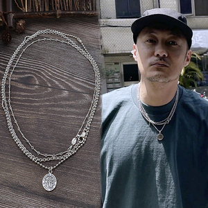 余文乐同款天使珠子链竹节链o形链叠戴项链男925纯银设计感小众