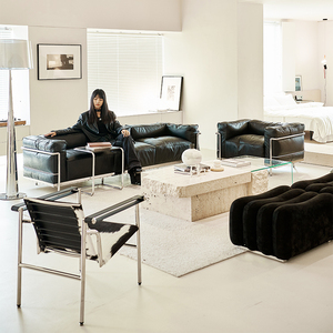 闲识家居 LC3真皮沙发柯布西耶中古设计师包豪斯客厅意式极简沙发