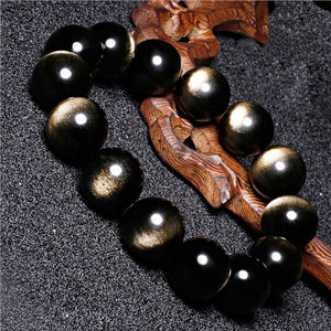 天然墨西哥5a金曜石手链猫眼双金眼男士女款水晶金耀石黑曜石手串