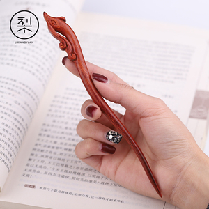 梨香院凤凰发簪印度小叶紫檀木祥云古风木质红木汉服盘发古代头饰