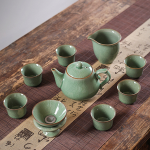 青瓷功夫茶具茶壶套装大号家用龙泉哥窑冰裂陶瓷茶杯泡茶中式整套