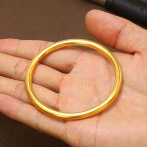 9999黄金实心女传承古法手镯实心素圈纯金镯子新金包银镯子不掉色