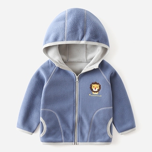 小孩外套时尚潮流男童炸街外套春秋摇粒绒韩版春秋宝宝连帽拉链衫